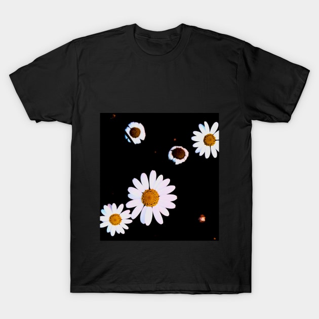 White And Yellow Flowers In Dark Theme T-Shirt by Formoon